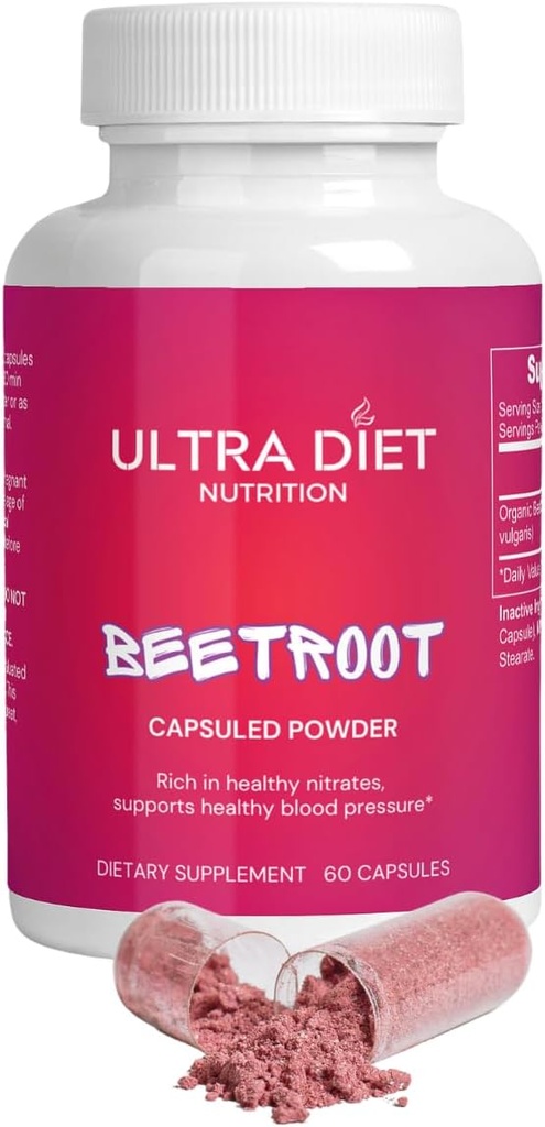 Organic Beetroot Capsules, 1300mg, Nitric Oxide, 100% Natural, Non-GMO, 60 Capsules
