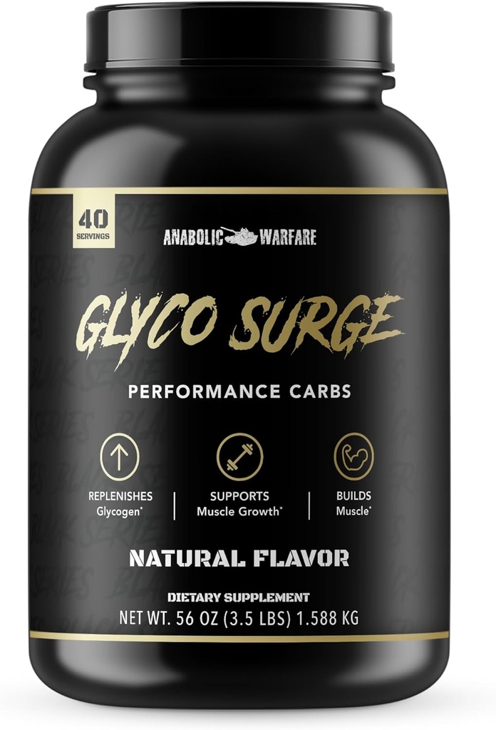 Anabolic Warfare Glyco Surge Glycogen Supplement Performance Carbs to Help Lean Muscle Growth, Post Workout Recovery and Endurance* (Natural – 40 Servings)