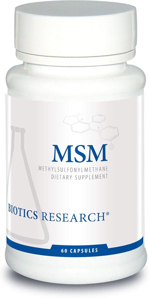 Biotics Research MSM Potent Sulfur Supplement, Collagen Production, Healthy Hair, Skin & Nails, Muscle and Joint Comfort. 60 Capsules