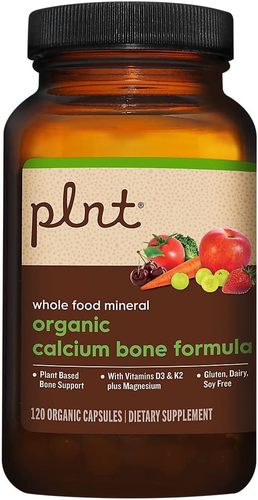 Organic Calcium Bone Formula a" Plant-Based Bone Support with Vitamins D3, K2, & Magnesium (120 Organic Capsules)