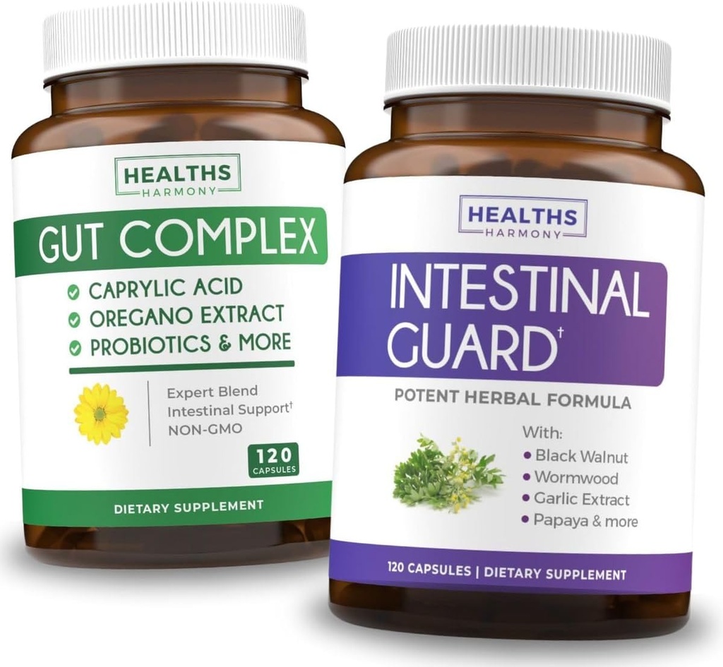 Intestinal Guard & Gut Complex (2-Month Supply) Gut Guard Combo - Intestinal Guard (120 Capsules) Potent Natural Formula & Gut Complex (120 Capsules) Natural Candida Support - All-in-one Support