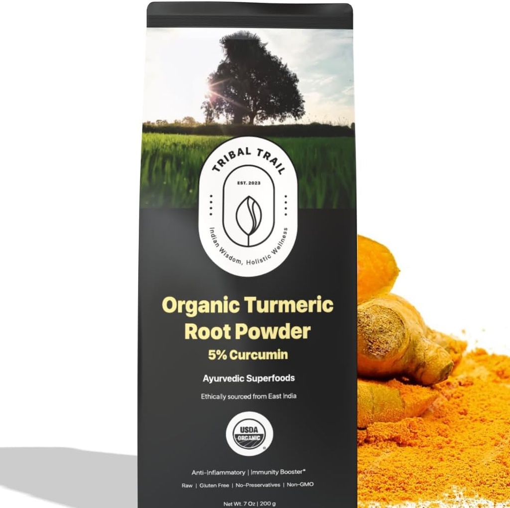 Organic Turmeric Powder | 7.05 oz | USDA Organic & Non-GMO | Turmeric Curcumin Supplement from India | Lab Tested for Purity | Rich in Antioxidants