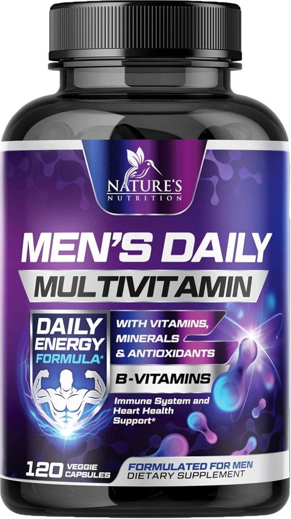 Multivitamin for Men - Vitamin A, C, D, E, Zinc, Calcium, Multivitamins for Immune Health Support, Vitamin B12, Men’s Daily Multivitamin Supplement Capsules, Non-GMO Mens Multi Vitamins - 120 Capsules