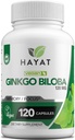 HAYAT Vitamins Vegan Ginkgo Biloba - Extra Strength 500 MG per Serving, Supports Brain Function & Memory Support, Certified Halal, 120 Capsules, Made in The USA