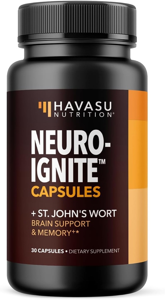 NeuroIGNITE Brain Supplements for Memory and Focus - 30 Count - Nootropics Brain Support Supplement with Bacopa, Ginkgo Biloba, St. John's Wort, Phosphatidylserine - Non-GMO Capsules, 1-Month Supply