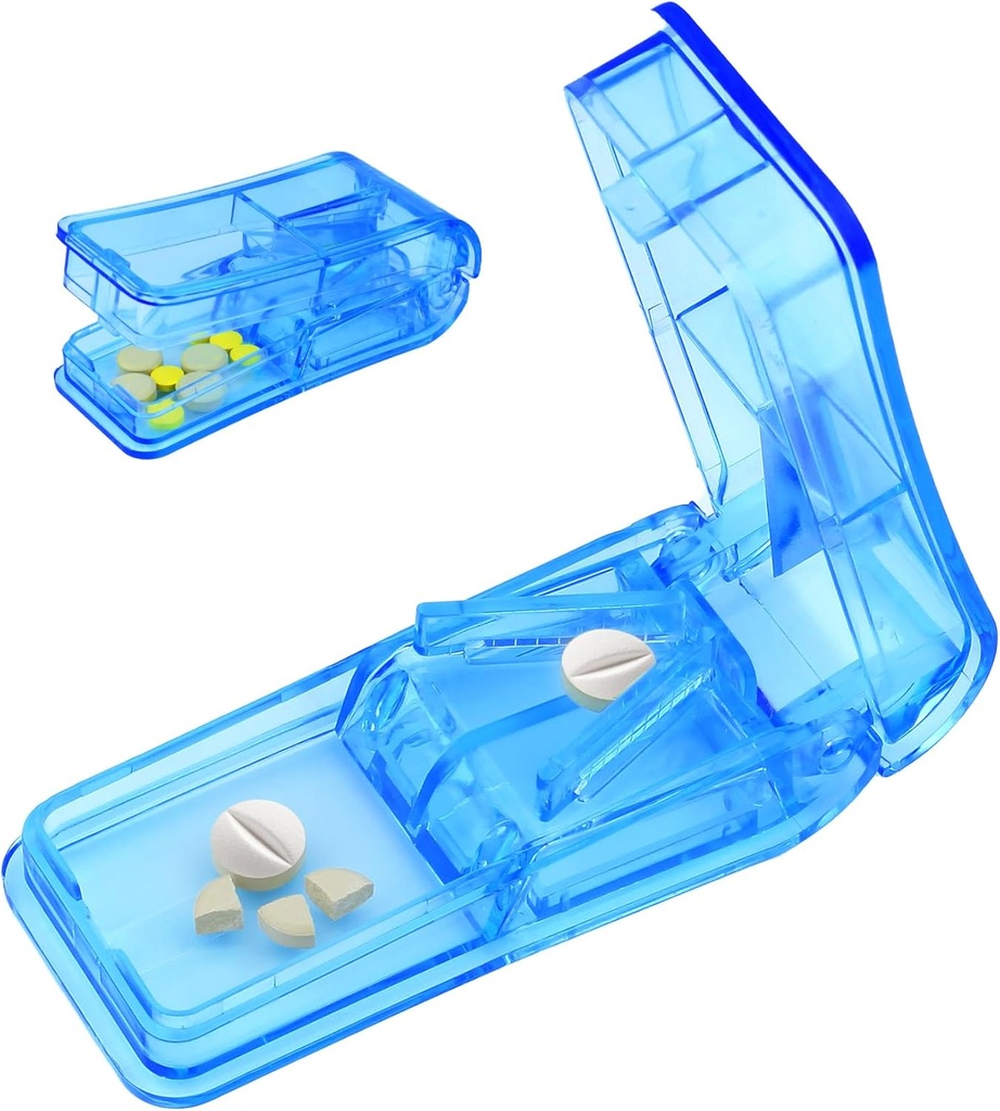 Pill Cutter Splitter for Small and Tiny Pills Best Pill Cutter Splitter 1/4 Vitamins Pill Splitter Cuts with Shield Medicine Tablet Cutter Doubles as a Pill Organizer