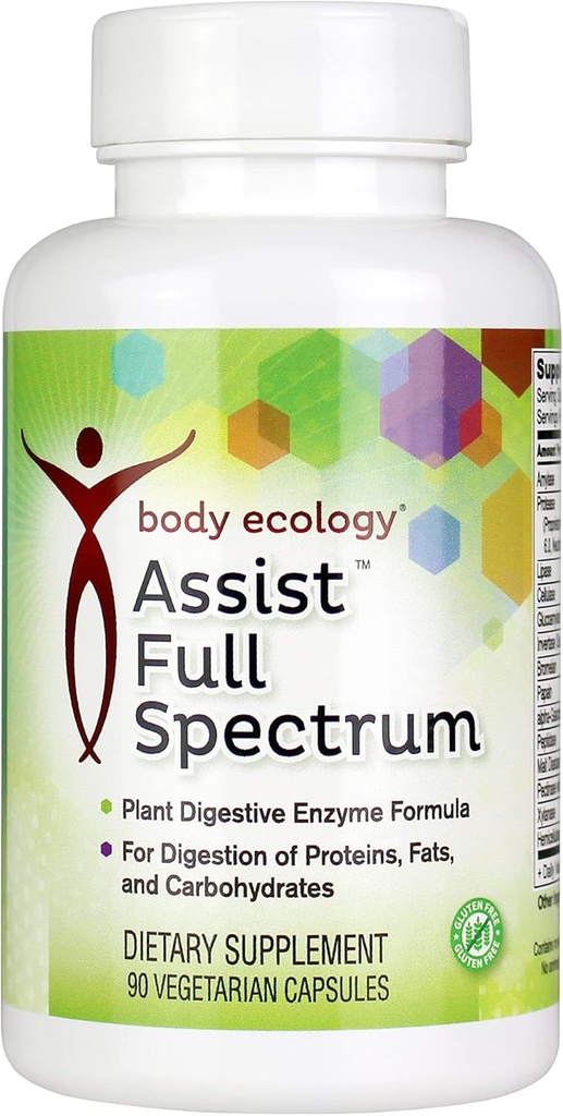 Body Ecology Assist Full Spectrum Enzymes | Plant Digestive Enzyme Supplement | Healthy Digestion and Absorbs Nutrients | 90 Vegetarian Count