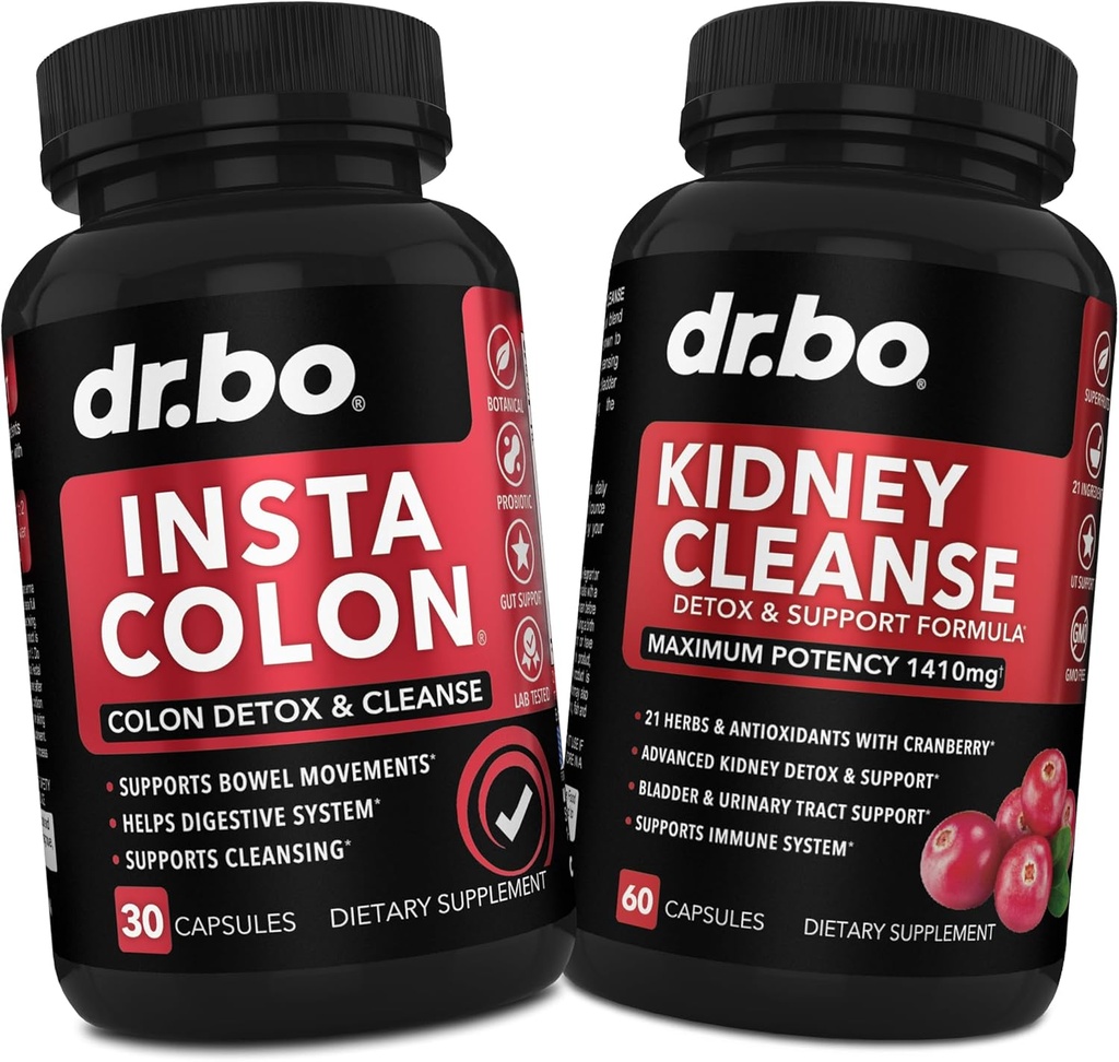 Colon Cleanser Detox & Kidney Cleanse - 15 Day Colon Cleanse Pills & Kidney Detox Support Supplement Cranberry, Uva Ursi - Bowel Movement Supplements for Intestinal Stomach Bloating Gut Body Flush