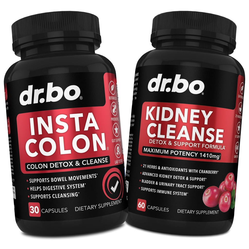 Colon Cleanser Detox & Kidney Cleanse - 15 Day Colon Cleanse Pills & Kidney Detox Support Supplement Cranberry, Uva Ursi - Bowel Movement Supplements for Intestinal Stomach Bloating Gut Body Flush