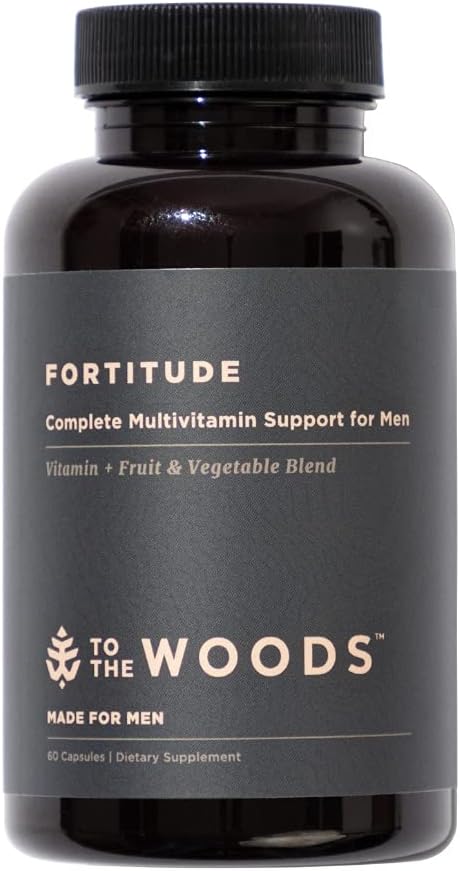 To The Woods Fortitude Complete Multivitamin Support for Men - 20 Organic Raw Fruits & Vegetables, 24 Essential Vitamins & Minerals - Immune Health, Energy Booster (1 Bottle, 30 Capsules)