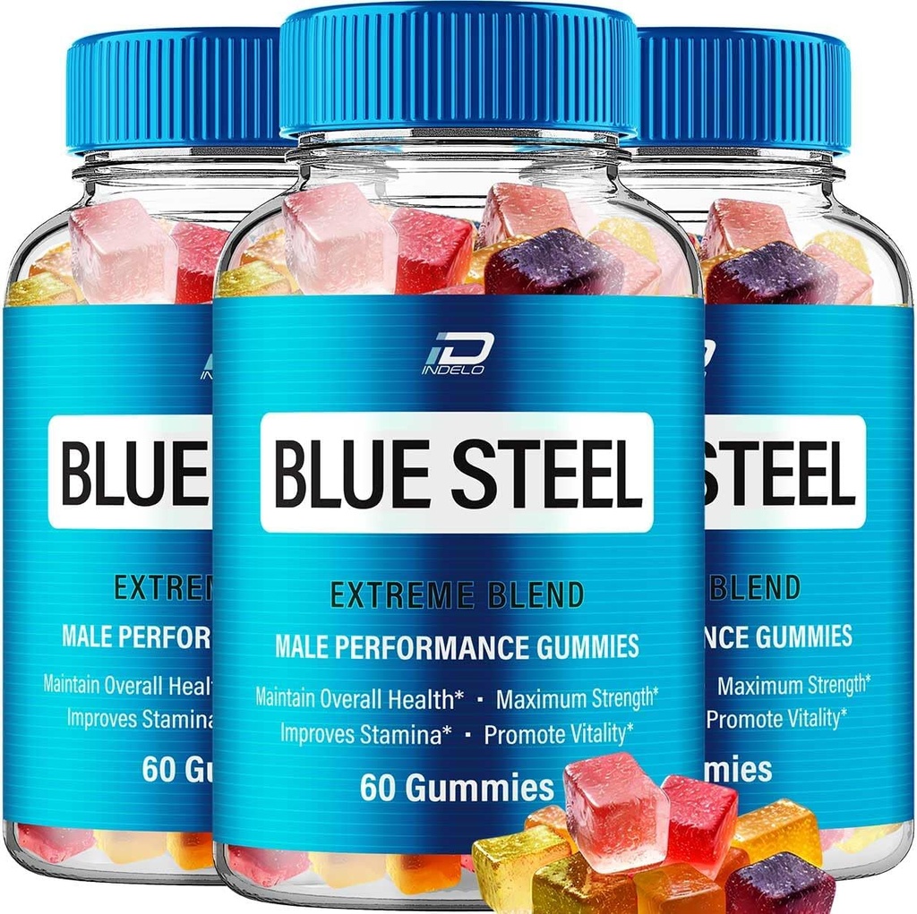 Blue Steel Gummies - BlueSteel Hemp Gummies, Steel Blue Official Formula Hemp Gummies - Natural Hemp Oil Advanced Formulation, Blue Steel Hemp Gummies Reviews (3 Pack - 180 Gummies)