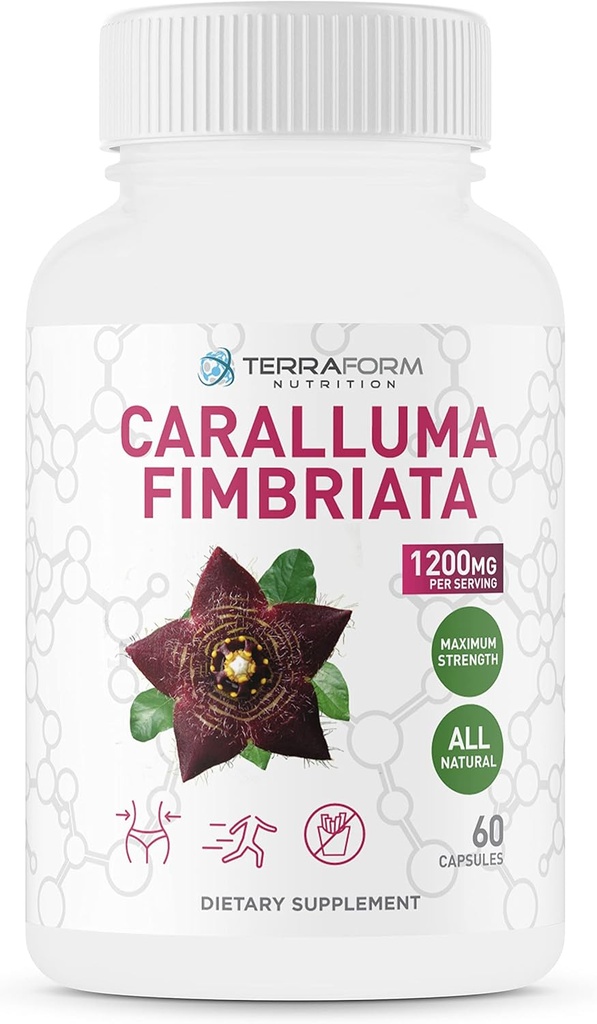 Caralluma Fimbriata - 100% Pure - Max Strength Weight Loss Supplement - 1200mg - Natural Appetite Suppressant for Women & Men - Metabolism Booster - Made in USA - 1 Month