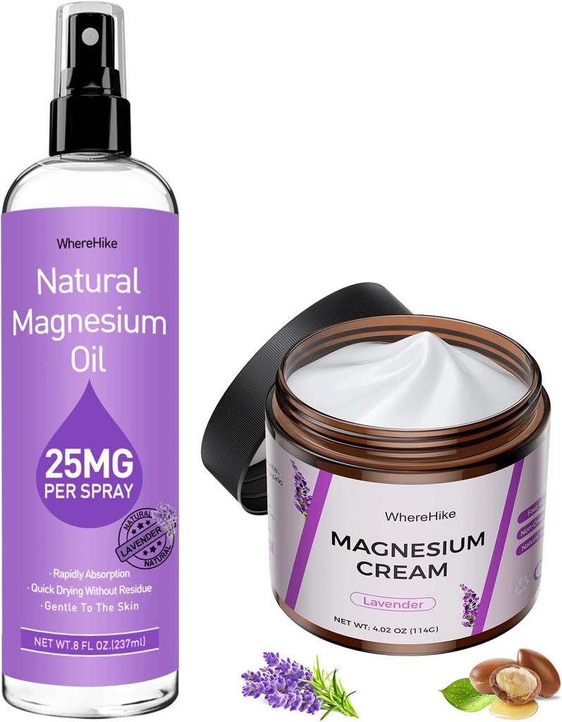 Topical Magnesium Lotion&Spray for Leg Cramps and Sleep,Nighttime Magnesium Cream for Pain,Muscle Relaxation,Calm,Deep Hydration for Body & Skin Care - Natural and Safe for Kids