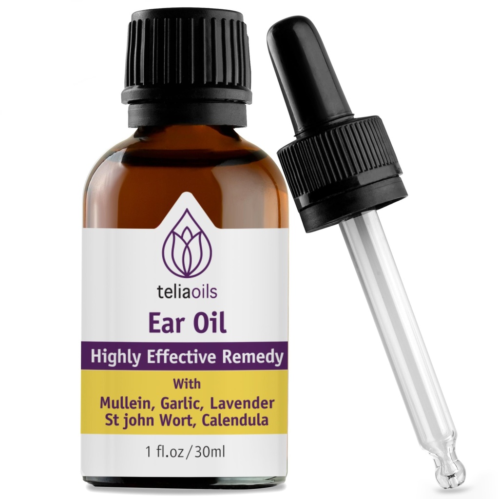 Natural Ear Drops Essential Oil with Garlic and Mullein - Herbal Ear Oil Remedy for Easy Earwax Removal, Discomfort & Ringing Relief - Natural Soothing, Deep Cleansing Properties - 1 oz.