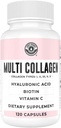 Collagen Capsules with Biotin, Hyaluronic Acid, Vitamin C, Hydrolyzed Multi Collagen Peptide Capsules Types I, II, III, V, X For Skin, Hair, Nails and Joint Health Supplement* 120 Count