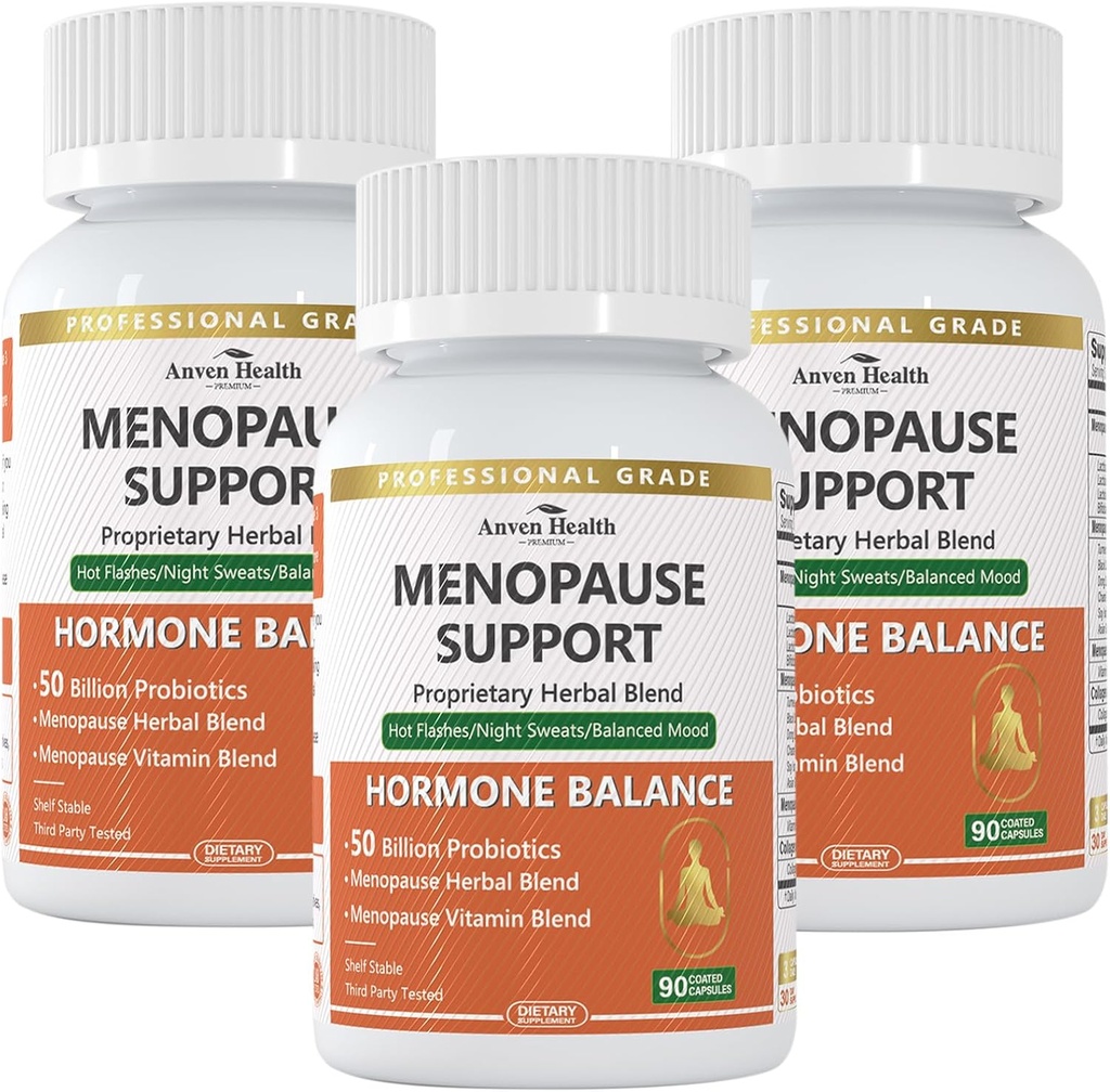 Menopause Supplements for Women Menopause Probiotics Relief,Vitamin D3 & B6,Supports Hot Flashes, Night Sweats, Bloating & Gut Health with Black Cohosh, Collagen | 270 Veggie Caps