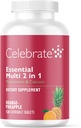 Celebrate Vitamins 2-in-1 Bariatric Multivitamin with Calcium Citrate - Vitamins A, D, E for Post Bariatric Surgery, Gastric Bypass and Sleeve Gastrectomy Patients - Orange Pineapple (120 Chewables)