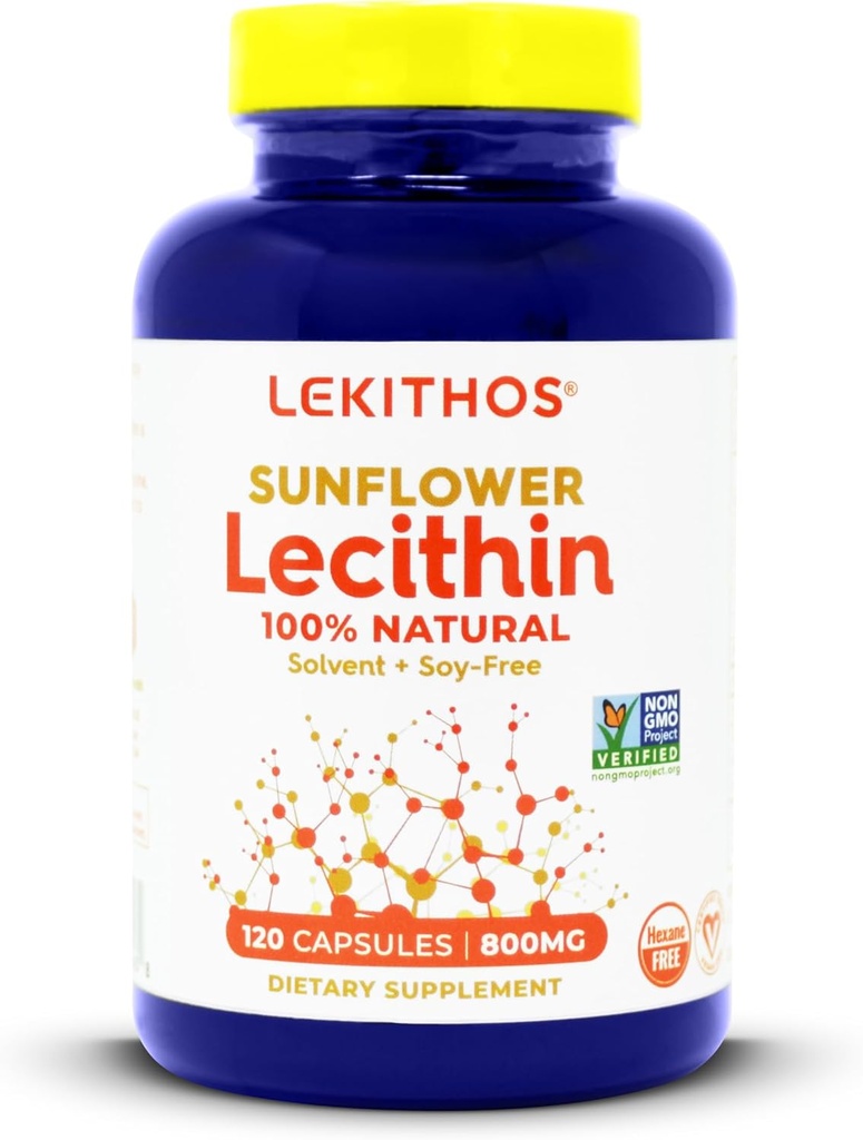 100% All-Natural Sunflower Lecithin Capsules,1600mg Lecithin Supplement for Men and Women, 120 Count Softgel Capsules. Great for Lactation Support! Cold Pressed, Vegan & Non-GMO