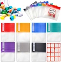 70+2 Pcs Pill Pouch Bags Zippered Pill Pouch Set with 2 Sheets Label, 7 Colors Pill Pouches for Medicine Travel Reusable Small Plastic Pill Bags for Travel/Home Daily use