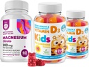 Vitamin D Gummies for Kids&Adults 2000 IU and Magnesium Gummies - Healthy Vitamin D3 Supplements 1000IU - Vegetarian Gelatin-Free Immune Support with Sugar-Free Magnesium Calm Chews for Kids&Adults