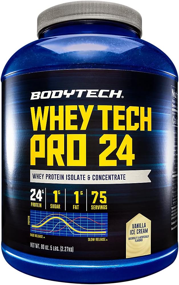 BODYTECH Whey Tech Pro24 Powder Vanilla Ice Cream (5 lbs/ 75 Servings)