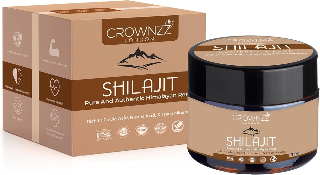 Pure Shilajit - Organic Gold Grade Himalayan Shilajit Resin for Men & Women - High-Strength Shilajit Rich in Fulvic, Humic Acid & 85+ Minerals-Lab Tested & Certified 30G Shilajit Supports Stamina