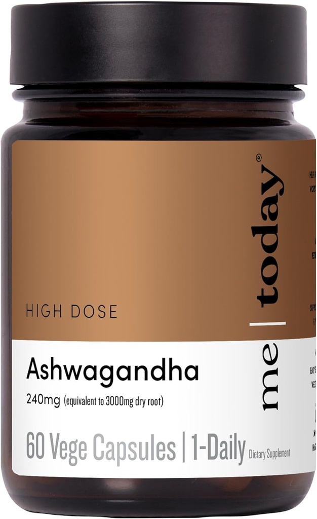 me today Ashwagandha Supplement Capsules 3000 mg -High Strength Adaptogen Supplement for Stress Relief, Mental Clarity & Focus – Vegan, Natural Daily Wellness Formula,60 Servings.