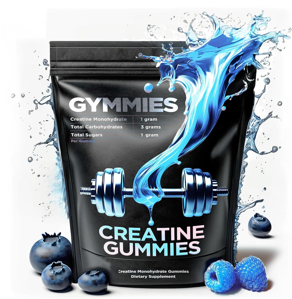 Creatine Monohydrate Gummies - Muscle Growth, Performance, Endurance - 5 Gram Creatine per Serving - Vegan, Non-GMO, Gluten-Free, Made in USA - 90ct (90 Count, Sour Blue Raspberry)
