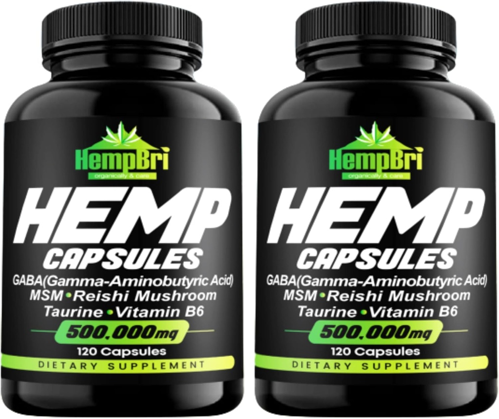 Hemp Oil Extract Capsules for Joint Support Your Health Sleep Supplement Pill Tablets Immune Natural Seed Oils Powder (Pack of 2)
