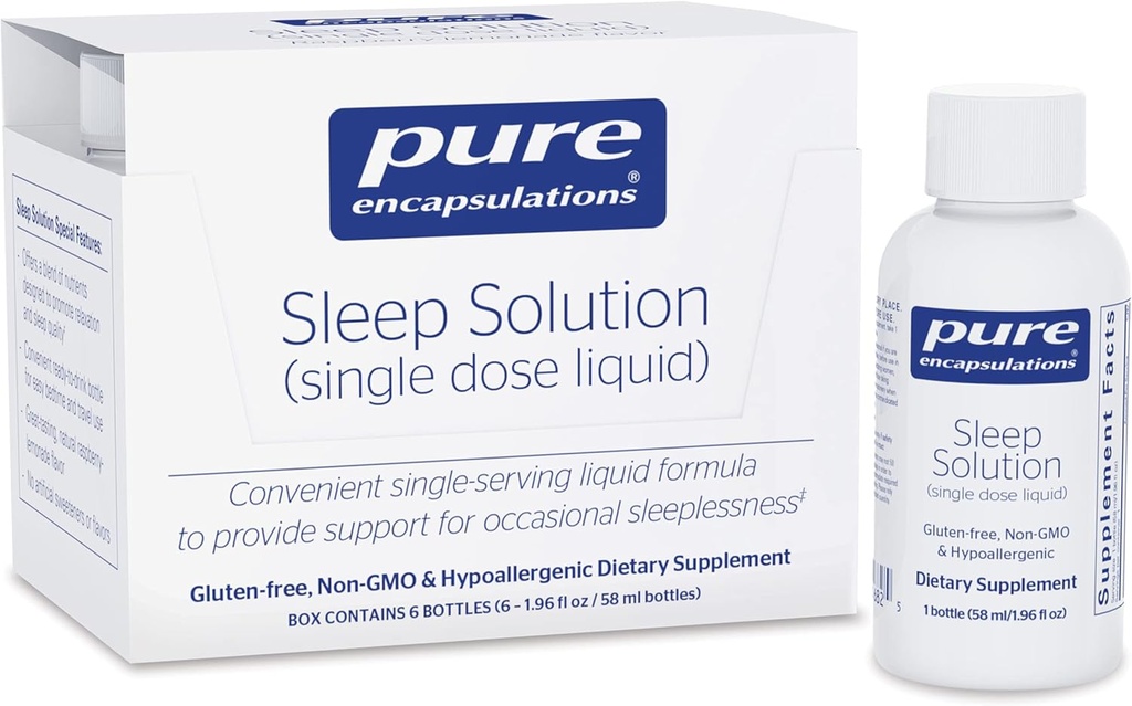 Pure Encapsulations Sleep Solution (Single Dose Liquid) to Provide Support for Occasional Sleeplessness | 6 Bottles