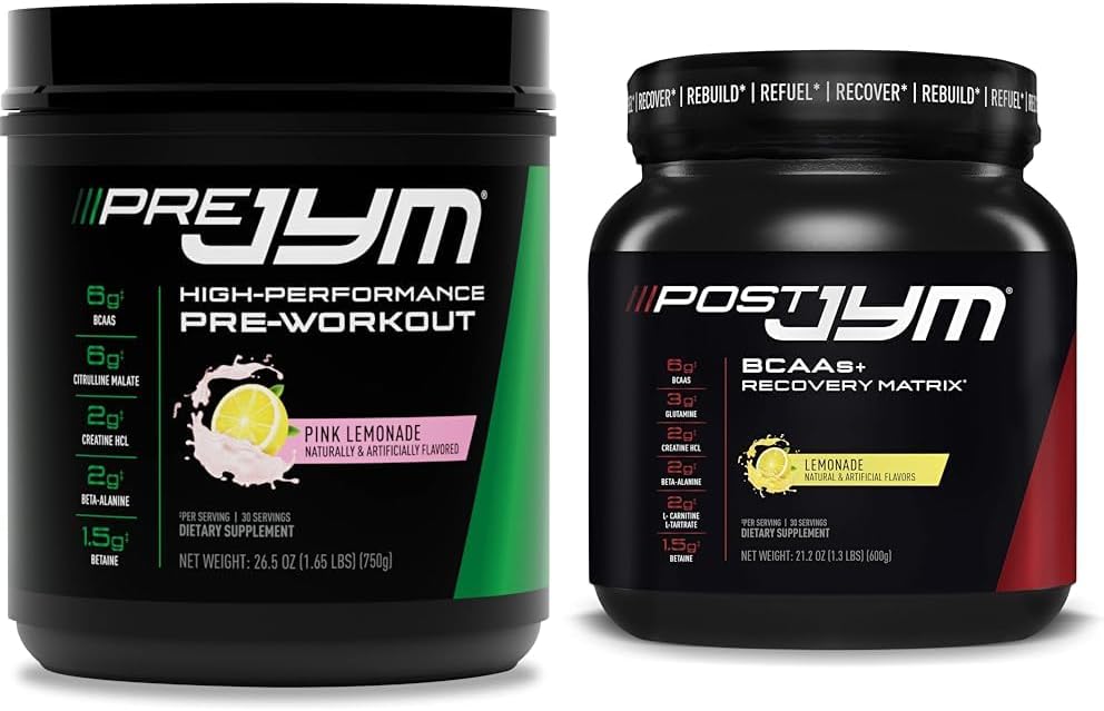 PRE JYM 30 Servings - Pink Lemonade & Post JYM Active Matrix - Lemonade Powder Bundle