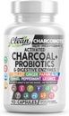 Clean Nutra Activated Charcoal Pills + Shilajit Probiotic Digestive Enzymes for Digestive Health Capsules with Peppermint Fennel Licorice Papain Ginger Turmeric Powder | Gut Health