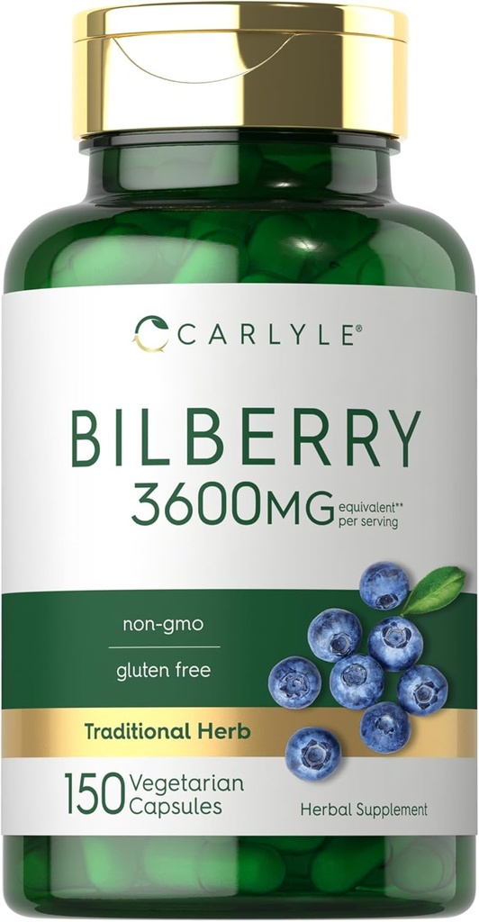 Carlyle Bilberry Extract Capsules | 3600mg | 150 Count | Vegetarian, Non-GMO, Gluten Free Fruit Supplement