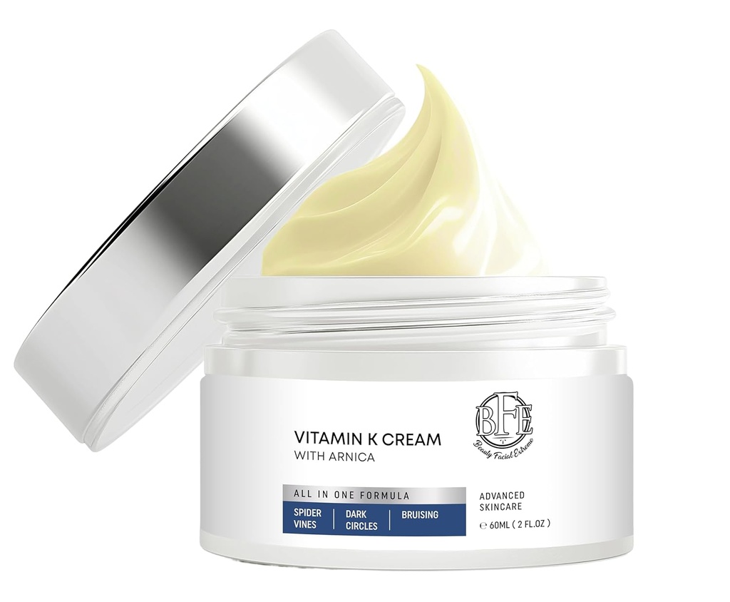 Vitamin K Cream- Moisturizing Bruise Healing Formula. Dark Spot Corrector for Bruising, Spider Veins & Broken Capillaries. Reduces Under Eye Dark Circles, Fine Lines, Puffiness, & Wrinkles.