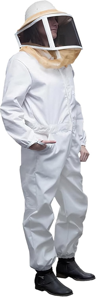 Mann Lake Deluxe Bee Suit, Beekeeping Gear with Zippered Square Veil, Durable 50/50 Cotton/Polyester Blend, Bee Protection Suit, Professional Beekeeping Suit for Adults, Large