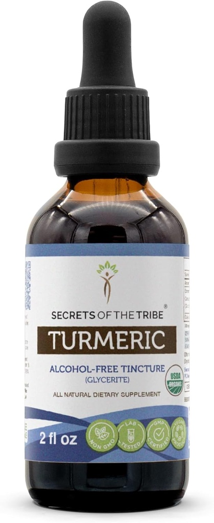 Turmeric Alcohol-Free Liquid Extract, USDA Organic Turmeric (Curcuma Longa) Dried Root (2 fl oz)