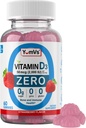 YUM-V'S Vitamin D Zero Gummies by YumVs | Keto Friendly, Sugar Free D3 Supplement | Kids & Adults| 50 mcg – 2000 IU Vitamin D3 | Natural Strawberry Flavor Chewables | 60 Count