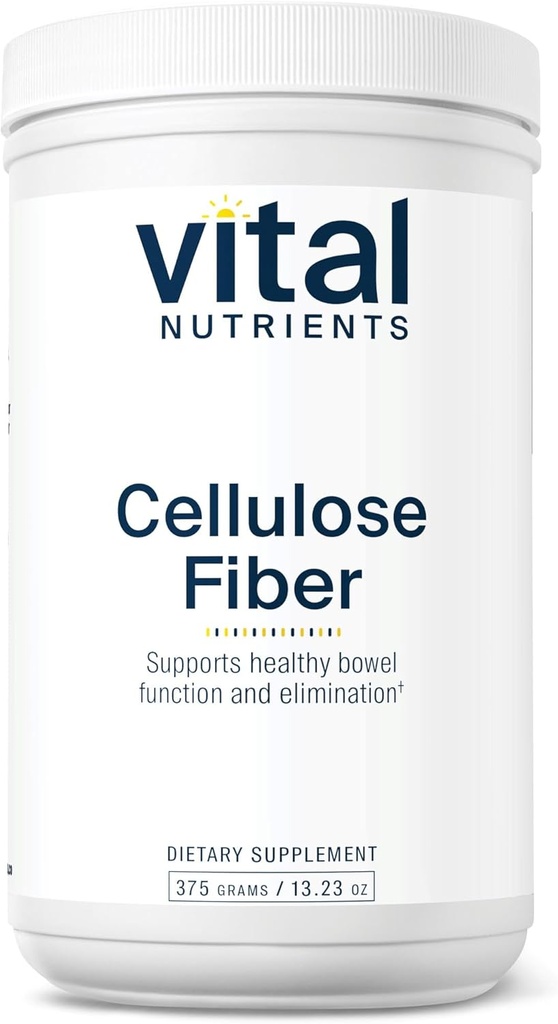 Vital Nutrients Cellulose Fiber Powder | 375g Cellulose Insoluble Fiber Powder | Fiber Supplement Powder Supports Healthy Bowel Function | Gluten, Dairy, Soy Free | Non-GMO | 60 Capsules
