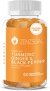 ZENZSUAL Turmeric, Ginger, and Black Pepper Gummies - Sugar Free Dietary Supplement - Immune Support, Healthy Skin, Joint Health, Combat Swelling Naturally (60 Natural Peach Flavored Gummies)