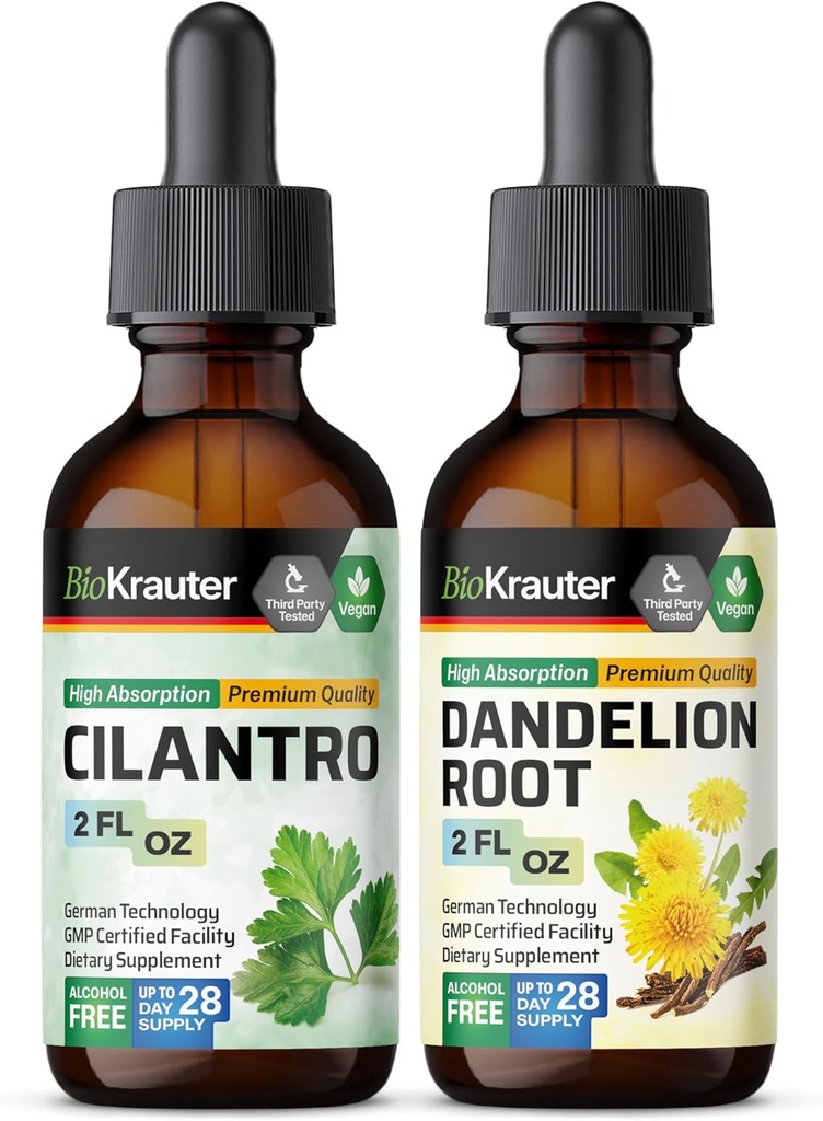 BIO KRAUTER Cilantro Tincture 2 Fl. Oz. & Dandelion Tincture 2 Fl. Oz.