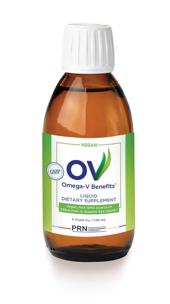 Omega-V Benefits Liquid Omega 3 Supplement - 5 oz, 30-Day Supply - Vegan Supplement with 1000mg EPA & DHA for Eye Health