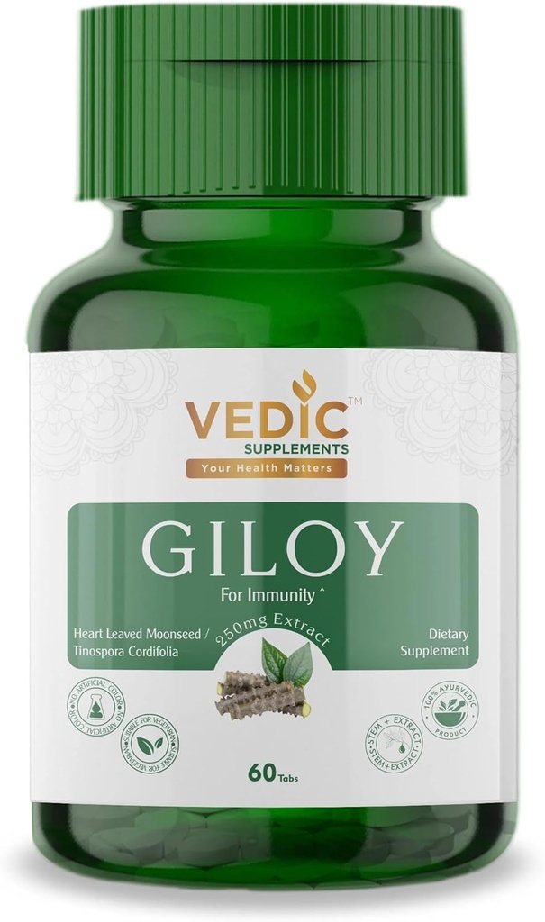 Giloy Tablets Vedic Supplements - Pure Nutriton Giloy Guduchi Extract 250 mg - 60 Count