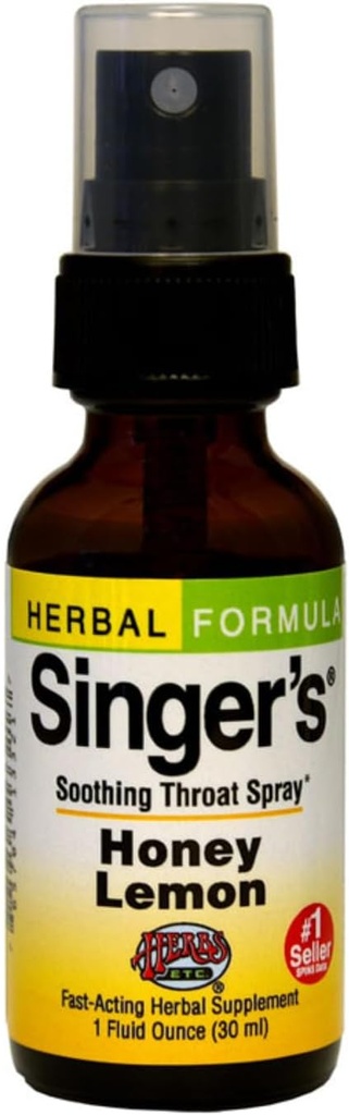 Herbs Etc. Singer's Saving Grace Honey Lemon – Herbal Remedy for Throat Comfort – Soothing, Hydrating Support with Licorice – Alcohol-Based – 1 fl oz (75 Servings)