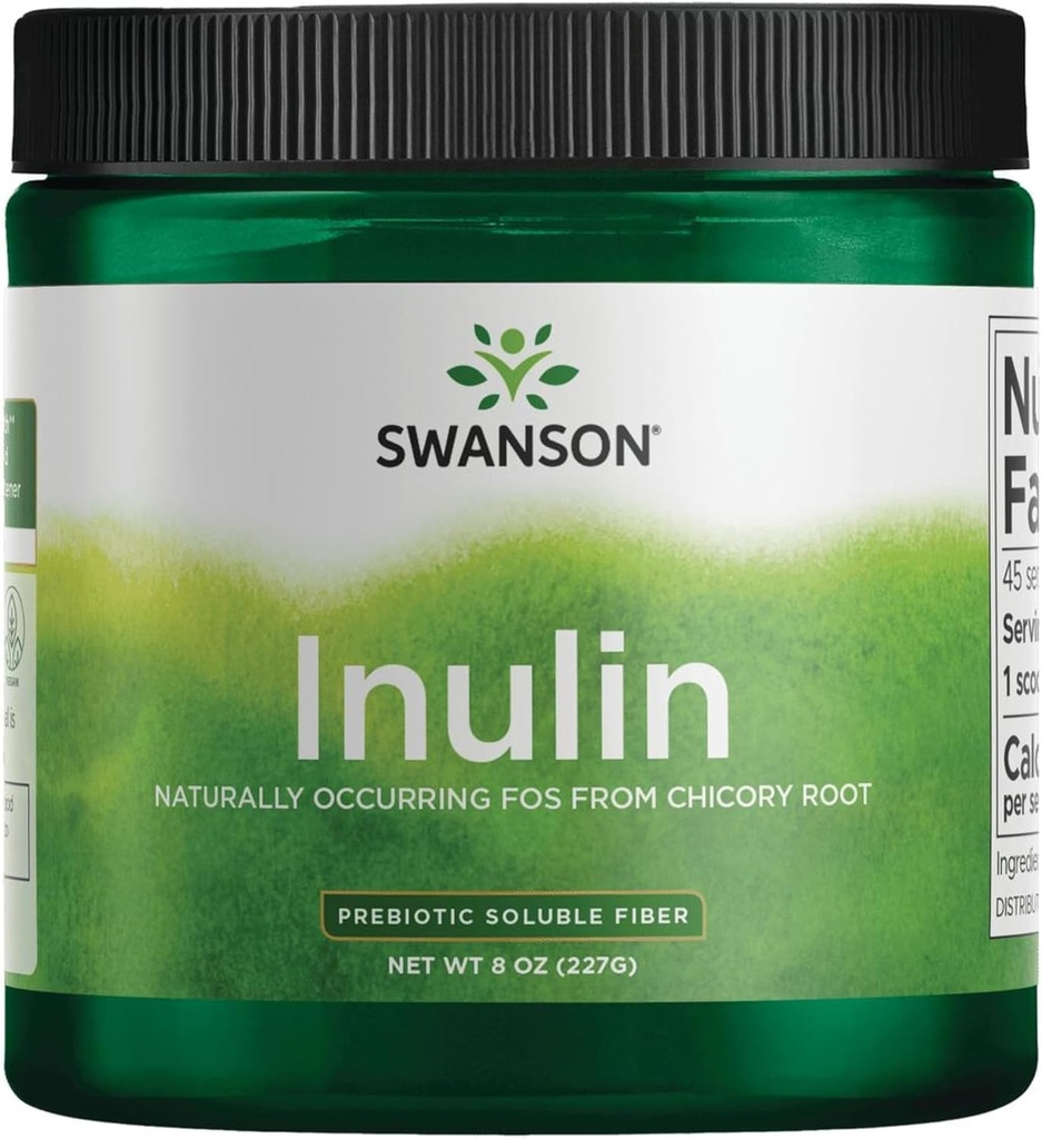 Swanson Inulin - Prebiotic Soluble Fiber Powder Promoting Digestive Health - Naturally Occurring FOS from Chicory Root Supporting Overall Gut Performance - (8 oz Each)