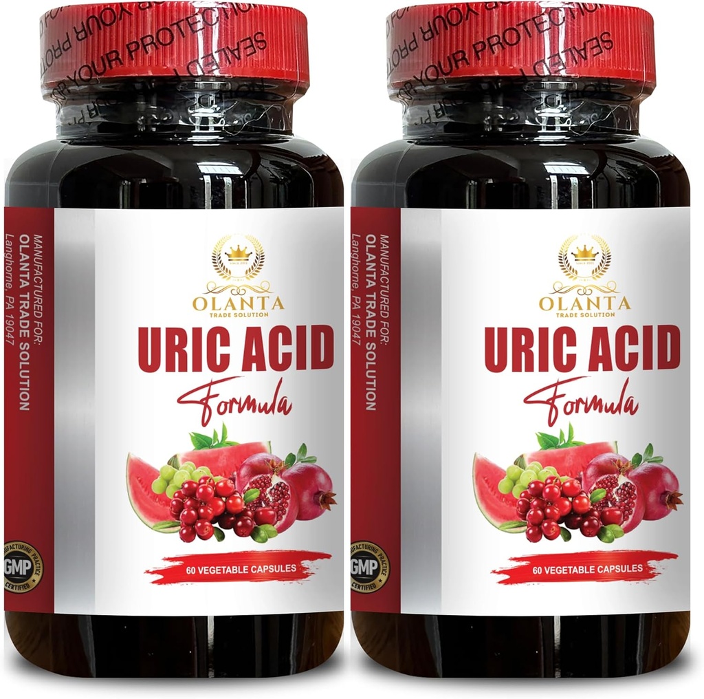 URIC Acid Support - Tart Cherry Capsules, Celery Seed Uric Acid Supplement, Mobility Support, Joint Comfort & Kidney Support Pills - 2 Bottles 120 Capsules