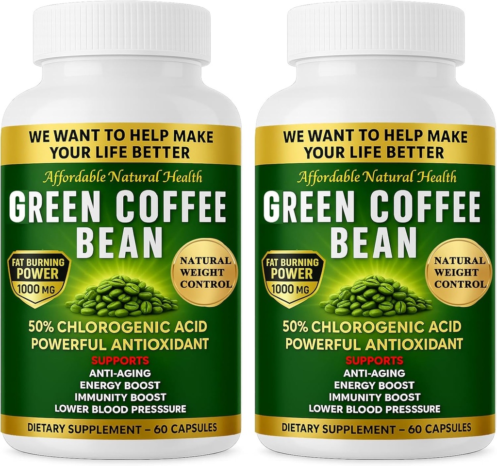 Green Coffee Bean Extract, 100% Pure Green Coffee Bean Capsules, 50% Chlorogenic Acid, 10,000 mg Strength, 120 Capsules, 4 Month Supply, Non-GMO and Gluten Free, Traditional Herbal Supplement