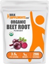 BulkSupplements.com Organic Beet Root Powder - Superfood Supplement, Beet Root Supplements - Vegan & Gluten Free, 3.5g per Serving, 1kg (2.2 lbs) (Pack of 1)