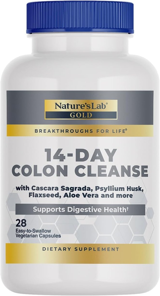Nature's Lab Gold 14 Day Colon Cleanse* - Blend of Probiotics, Fiber, Flavonoids, Plant Extracts - 28 Ct (14 Day Supply)