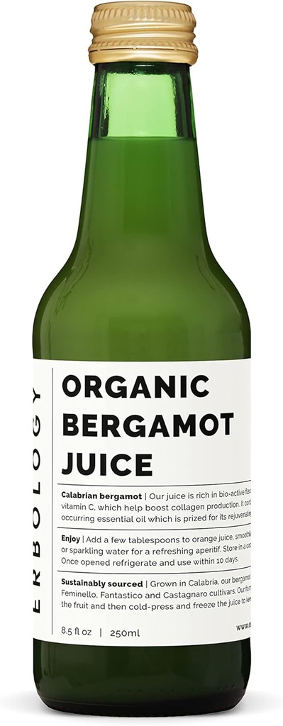 100% Organic Bergamot Juice 250ml (Box of 12) - Supports Collagen Production - Rich in Bioactive Flavonoids - Straight from Farm in Italy - Undiluted - No Added Sugar - Non-GMO