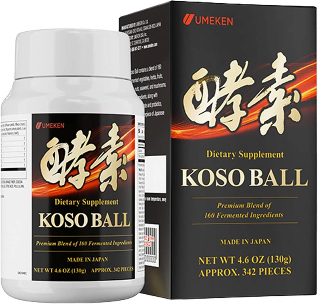 Koso Ball Infused with Pure 160 Fermented Ingredients, Supports Stomach & Intestine Health, Immune Health, Japanese Supplements for Overall Wellness & Balanced Nutrition, Small 342 Pieces, Pack of 1